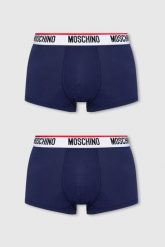 MOSCHINO Granatowe bokserki męskie 3PACK, Rozmiar XL. Niebieskie bokserki męskie MOSCHINO, bez wzorów, z bawełny. W wyprzedaży za 169.99 zł.