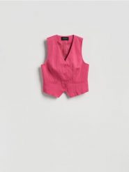 Kamizelka z lyocellem - różowy. Czerwone kamizelki damskie Reserved, l, z lyocellu. Za 139.99 zł.