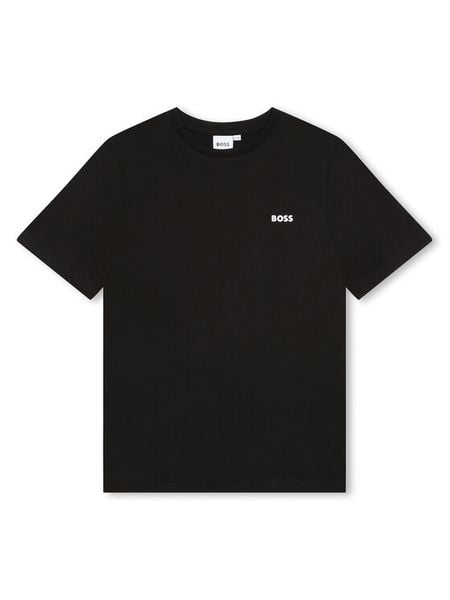 Boss T-Shirt J25P23 D Czarny Regular Fit. Czarne t-shirty chłopięce Boss, bez wzorów, z bawełny, bez ramiączek. Za 139.99 zł.