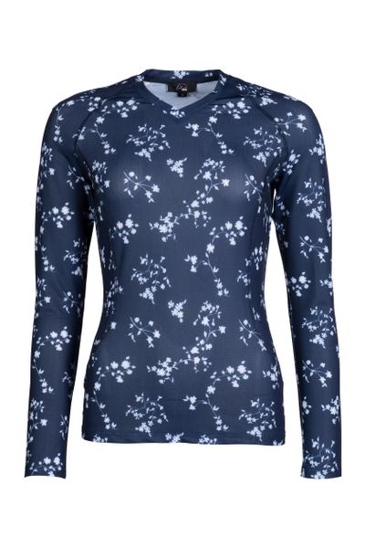 Damska koszulka jeździecka z długim rękawem HKM Bloomsbury Fleurs. Niebieskie t-shirty damskie HKM, s, bez wzorów, z materiału, bez kołnierzyka. Za 220.00 zł.
