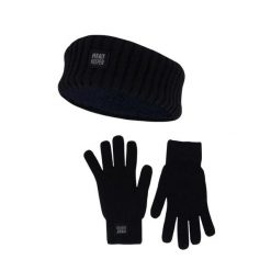 Zimowy zestaw termiczny dla kobiet – opaska na głowę + rękawiczki – granatowy. Niebieskie rękawiczki damskie HEAT KEEPER, na zimę, bez wzorów, z poliesteru. W wyprzedaży za 134.32 zł.