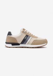 Beżowe Buty Sportowe przed Kostkę z Ozdobną Wstawką Orietna. Brązowe buty sportowe na co dzień męskie Born2be, bez zapięcia. Za 109.99 zł.