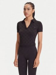 Guess Bluzka V5YP10 Z3OA0 Czarny Regular Fit. Czarne bluzki damskie Guess, l, z aplikacjami, z syntetyku, bez ramiączek. Za 139.99 zł.