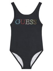 Guess Strój kąpielowy J5GZ01 KCA60 Czarny. Czarne stroje kąpielowe dziewczęce Guess, z aplikacjami, z syntetyku. Za 129.99 zł.