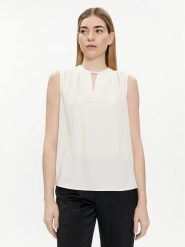 Calvin Klein Bluzka K20K207063 Écru Regular Fit. Bluzki damskie CALVIN KLEIN, bez wzorów, z syntetyku, bez ramiączek. Za 299.99 zł.