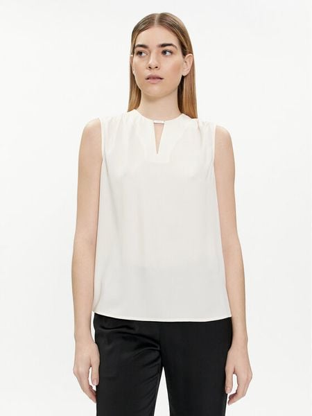 Calvin Klein Bluzka K20K207063 Écru Regular Fit. Bluzki damskie CALVIN KLEIN, bez wzorów, z syntetyku, bez ramiączek. Za 249.99 zł.