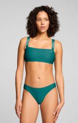 Góra od bikini damska - Bandeau - Emerald Ice. Zielone bikini damskie Puma, bez wzorów. Za 177.90 zł.