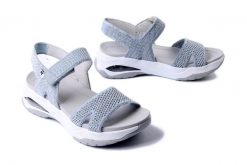 RIEKER w3152-10 blue, sandały damskie. Niebieskie sandały damskie Rieker, bez wzorów, z materiału, bez obcasa, na płaskiej podeszwie. Za 287.92 zł.