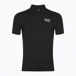 Koszulka męska EA7 Emporio Armani Train Visibility Polo. Czarne koszulki polo męskie EA7 Emporio Armani, m, bez wzorów, z bawełny, bez ramiączek. Za 359.99 zł.