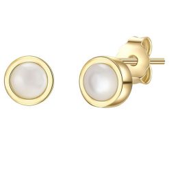 Glanzstücke München Srebrne kolczyki sztyfty srebro wysokiej próby Masa perłowa żółte złoto Kolczyki 1 ct Damski. Białe kolczyki damskie Glanzstücke München, z perłą, pozłacane, na sztyftcie. Za 199.99 zł.