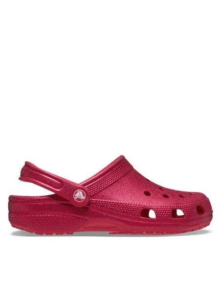 Crocs Klapki Classic Glitter Clog 205942 Różowy. Czerwone klapki damskie Crocs, bez wzorów, z tworzywa sztucznego, bez obcasa. Za 259.99 zł.