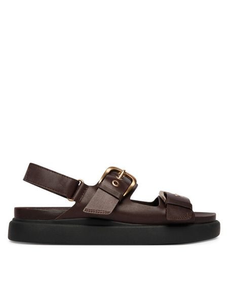 Clarks Sandały Aristella Bay 26185806 Brązowy. Brązowe sandały damskie Clarks, bez wzorów, ze skóry, bez obcasa, na płaskiej podeszwie. Za 469.99 zł.