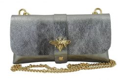 Listonoszka skórzana BARBERINI'S c. srebrna 958/1-46. Szare shopper bag damskie Barberinis, bez wzorów, ze skóry, bez dodatków. Za 119.99 zł.