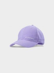 4F Czapka z daszkiem strapback damska - fioletowa S. Fioletowe czapki z daszkiem damskie 4f, bez wzorów, z bawełny. W wyprzedaży za 29.99 zł.