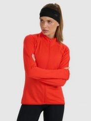 4F Bluza do biegania regular szybkoschnąca damska - czerwona M. Czerwone bluzy bez kaptura damskie 4f, m, bez wzorów, z materiału, bez ramiączek, bez kaptura. Za 199.99 zł.