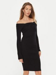 Guess Sukienka koktajlowa Milana W4BK26 Z2V42 Czarny Slim Fit. Czarne sukienki damskie Guess, xl, z aplikacjami, z wiskozy, wizytowe, bez kołnierzyka, bez ramiączek. Za 289.99 zł.