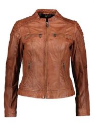 HIS Skórzana kurtka w kolorze jasnobrązowym rozmiar: 48. Brązowe kurtki damskie HIS, bez wzorów, ze skóry, bez kaptura. Za 460.12 zł.