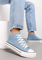 Jasnoniebieskie Sznurowane Trampki z Cholewką za Kostkę Raniea. Niebieskie trampki i tenisówki damskie Renee, bez wzorów, za kostkę. Za 69.99 zł.