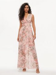 Guess Sukienka koktajlowa W3GK60 WDW82 Różowy Regular Fit. Czerwone sukienki damskie Guess, xs, z aplikacjami, z syntetyku, wizytowe, bez kołnierzyka, bez ramiączek. Za 889.99 zł.