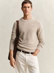 Gant sweter z dzianiny Mężczyźni Bawełna beżowy, XXL. Brązowe swetry męskie Gant, m, bez wzorów, z bawełny, bez kołnierzyka. Za 429.95 zł.