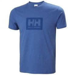 Koszulka sportowa męska Helly Hansen Box. Niebieskie t-shirty sportowe męskie Helly Hansen, m, z bawełny, bez ramiączek, trekkingowe. Za 136.80 zł.