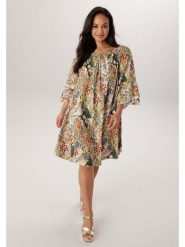 Aniston Sukienka w kolorze beżowym ze wzorem rozmiar: 52. Brązowe sukienki damskie Aniston, bez wzorów, z wiskozy, bez kołnierzyka, bez ramiączek, midi. Za 217.99 zł.