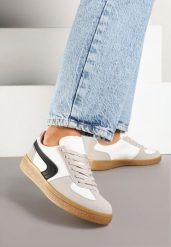 Biało-Czarne Casualowe Sneakersy Typu Kultowe Tenisówki Ablerri. Białe trampki i tenisówki damskie Renee, bez wzorów. Za 79.99 zł.