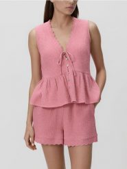 Muślinowe szorty - koralowy. Pomarańczowe szorty damskie Reserved, bez wzorów, z bawełny. Za 79.99 zł.