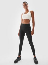 4F Legginsy treningowe bezszwowe z wysokim stanem damskie - czarne M/L. Czarne legginsy sportowe damskie 4f, l, bez wzorów, z dzianiny, z podwyższonym stanem, na fitness i siłownię. Za 129.99 zł.