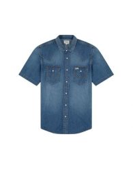 WRANGLER MĘSKA KOSZULA JEANSOWA SS WESTERN SHIRT Dusky 112350572 W5H8016805. Koszule męskie Wrangler, m, bez wzorów, z jeansu, bez kołnierzyka, bez ramiączek. Za 159.99 zł.