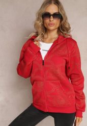Czerwona Bluza z Nadrukiem i Kapturem Lophia. Czerwone bluzy z kapturem damskie Renee, l, z polaru. Za 79.99 zł.