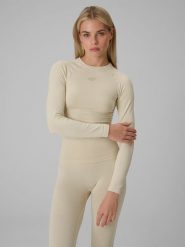 4F Bielizna termoaktywna bezszwowa (góra) damska - kremowa XL/XXL. Brązowa bielizna termoaktywna damska 4f, xl, bez wzorów, z materiału. Za 149.99 zł.
