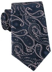 Granatowy Krawat z Jasnoróżowym Wzorem Paisley - Alties. Niebieskie krawaty i muchy męskie Alties, bez wzorów, z tkaniny, eleganckie. Za 55.00 zł.