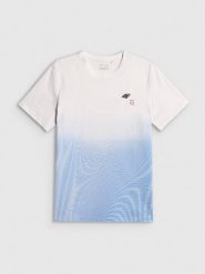 4F T-shirt regular z nadrukiem męski - niebieski XL. Niebieskie t-shirty męskie 4f, m, bez wzorów, z materiału, bez kołnierzyka. Za 89.99 zł.