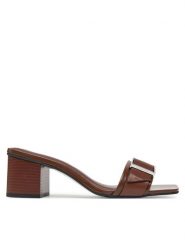 Calvin Klein Klapki Heel Mule 50 W/Buckle - Lth HW0HW02478 Brązowy. Brązowe klapki damskie CALVIN KLEIN, bez wzorów, ze skóry, bez obcasa. Za 439.99 zł.
