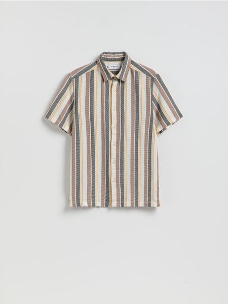 Strukturalna koszula comfort - wielobarwny. Koszule męskie Reserved, l, bez wzorów, z bawełny, bez kołnierzyka, bez ramiączek. Za 139.99 zł.