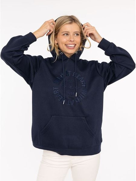 Zwillingsherz Bluza "Wild at heart" w kolorze granatowym rozmiar: S/M. Niebieskie bluzy z kapturem damskie Zwillingsherz, m. Za 178.79 zł.