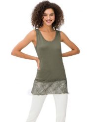 Heine Top w kolorze khaki rozmiar: 38. Brązowe topy damskie Heine, bez wzorów, z koronki, bez kołnierzyka. Za 43.57 zł.