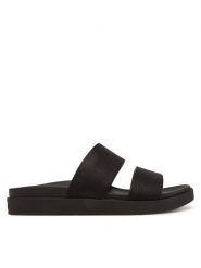 Calvin Klein Klapki Flat Slide Jacq HW0HW02487 Czarny. Czarne klapki damskie CALVIN KLEIN, bez wzorów, z materiału, bez obcasa. Za 269.99 zł.