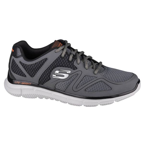 Buty sportowe Sneakersy męskie, Skechers Satisfaction-Flash Point. Szare buty sportowe na co dzień męskie Skechers, bez zapięcia, trekkingowe. Za 199.99 zł.