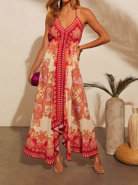 Tazga Sukienka w kolorze czerwono-kremowym rozmiar: 34. Brązowe sukienki damskie Tazga, bez wzorów, retro, z asymetrycznym kołnierzem, bez ramiączek, maxi, asymetryczne. Za 113.63 zł.