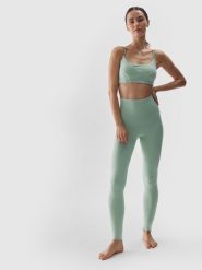 4F Legginsy do jogi z wysokim stanem damskie - turkusowe L. Niebieskie legginsy damskie 4f, l, bez wzorów, z dzianiny, z podwyższonym stanem, na fitness i siłownię. W wyprzedaży za 69.99 zł.