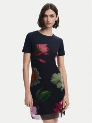 Desigual Sukienka codzienna Hamburgo 25SWVK14 Czarny Slim Fit. Czarne sukienki damskie Desigual, na co dzień, xs, bez wzorów, z bawełny, bez kołnierzyka, bez ramiączek, proste. Za 229.99 zł.