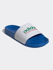Adidas Klapki w kolorze niebiesko-białym rozmiar: 39. Białe klapki damskie Adidas, bez wzorów, bez obcasa. Za 113.90 zł.