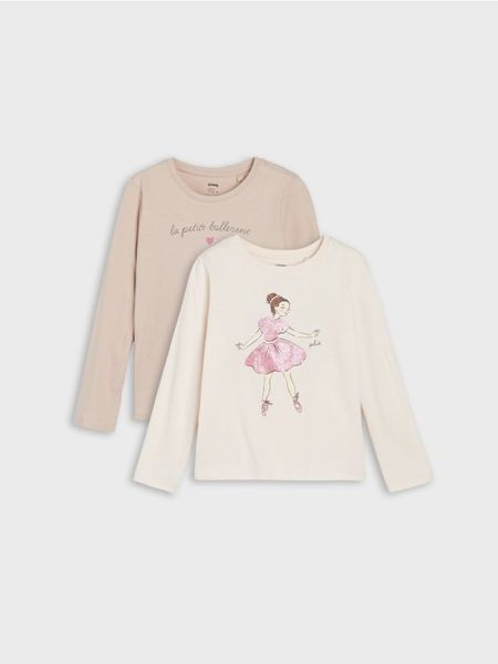 Bawełniana koszulka z nadrukiem 2 pack - wielobarwny. Koszulki dziewczęce Sinsay, l, bez wzorów, z bawełny, bez ramiączek. Za 19.99 zł.