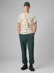 Spodnie casual joggery męskie 4F 4FRSS26TTROM1915. Zielone spodnie materiałowe męskie 4f, bez wzorów, z elastanu, casualowe. Za 229.99 zł.
