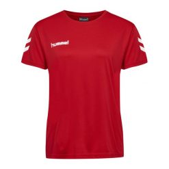 Koszulka piłkarska z krótkim rękawem damska Hummel Core Polyester Tee Woman S/S. Czerwone bluzki damskie HUMMEL, l, bez wzorów, sportowe, bez kołnierzyka, bez ramiączek. Za 48.00 zł.