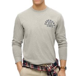 Koszulka z długim rękawem Superdry Athletic Essentials. Szare t-shirty sportowe męskie Superdry., s, z bawełny, bez ramiączek, do biegania. Za 151.10 zł.