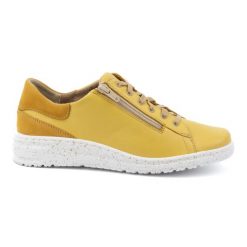 WASAK Półbuty damskie sneakersy skórzane 0720W żółte. Żółte półbuty damskie bez wzorów, ze skóry, biznesowe, bez obcasa. Za 408.14 zł.
