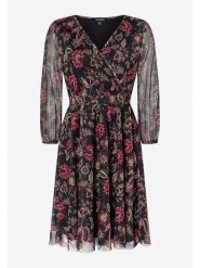 More & More Sukienka w kolorze czarno-różowym rozmiar: 46. Czarne sukienki damskie MORE & MORE, bez wzorów, bez kołnierzyka, bez ramiączek, midi, kopertowe. Za 91.56 zł.